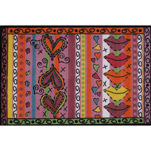 Zoomie Kids Horner Pink/Yellow/Orange Rug Wayfair